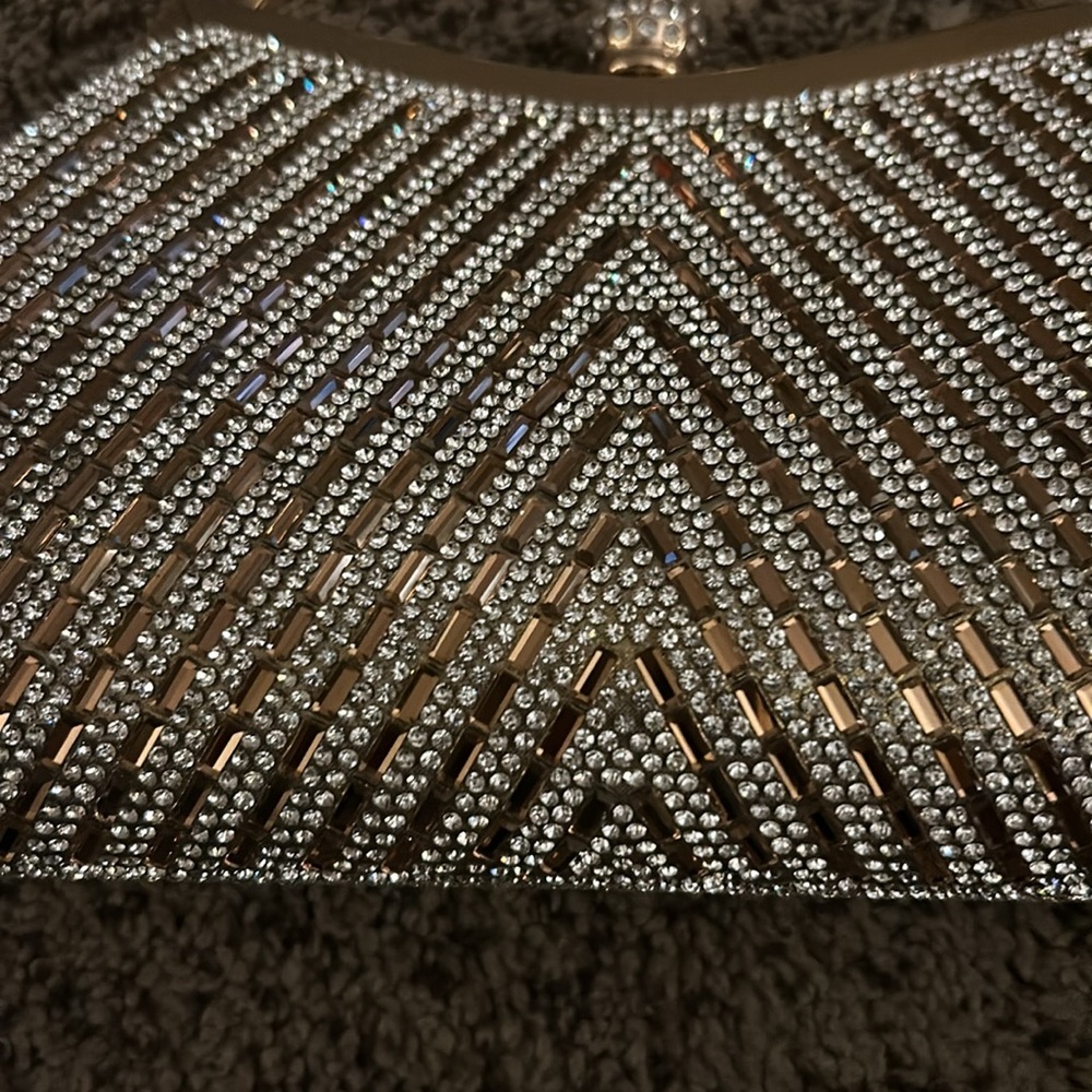 Gold Prezzo purse Wedding Prom Holiday shoulder strap - Picture 2 of 4
